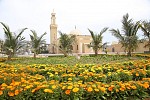 بلدية مدينة دبا الحصن تطور المسطحات الخضراء المحيطة بعدد من مساجد المدينة وتعتمد نظام الري الحديث فيها